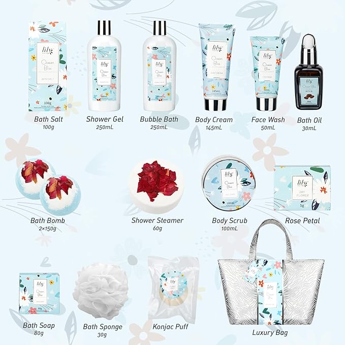 Mothers Day Gift for Mom - XXXL Bag Spa Gift Set for Women 16 Pcs Luxury Bath and Body Gift Bag Set for Women Spa Kit Pampering Gifts for Her Christmas Birthday Gifts Spa Bath Gift Set with Shower Gel