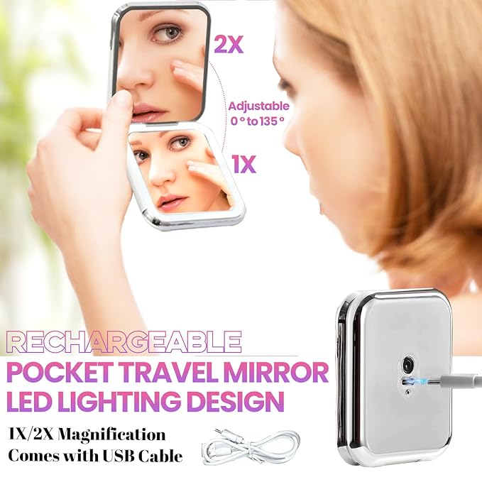 DIY Lash Extension Kit with 684pcs Lashes Clusters,1X/2X Magnification Compact Mirror with Light,Lash Bond and Seal,Eyelash Remover Tweezers Applicator Mascara Brush(50-60-80-100D)