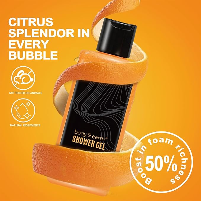 Gift Baskets for Men - Bath Spa Gift Set, Body and Earth Citrus Scented Mens Bath Set with Body Lotion, Face Wash, Shower Gel, Bubble Bath, Loofa & More, Father's Day Gifts