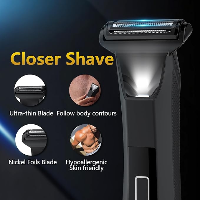 Manscape 3-in-1 Body Trimmer for Men, Groin, Pubic & Ball Hair Shaver No-Nick, Nose Hair Trimmer, Body Groomer for Smooth Shaving, Lightweight with Travel Lock, LED Display, IPX7 Waterproof