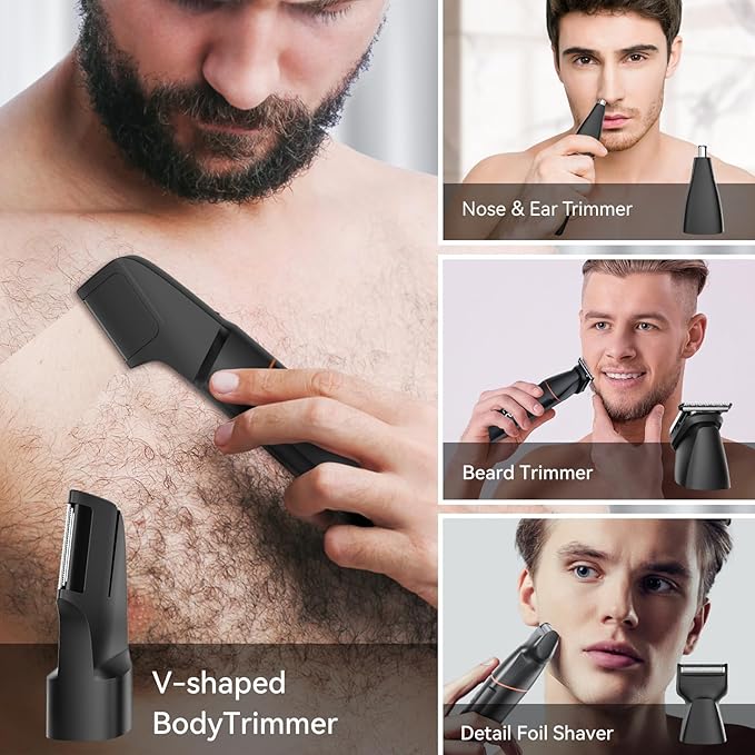 Manscape Body Hair Trimmer for Men, Waterproof Pubic, Groin & Ball Shaver, No-Nick Mens Grooming Kit with LED Display, Type-C USB Rechargeable, Guide Comb & Travel Lock