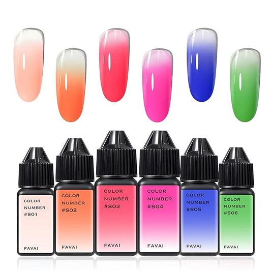 FAVAI 6 Colors Airbrush Gel Nail Polish Air Gel Set - Sugar Collection (#S) 6 * 15ml