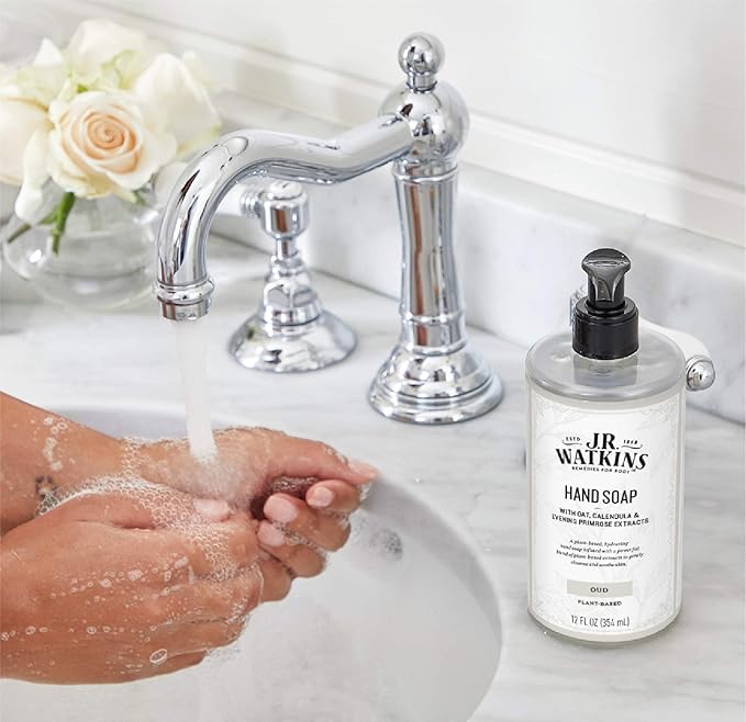 J. R. Watkins Moisturizing Gel Hand Soap, Oud, Plant-Based Ingredients, 12 oz Pump