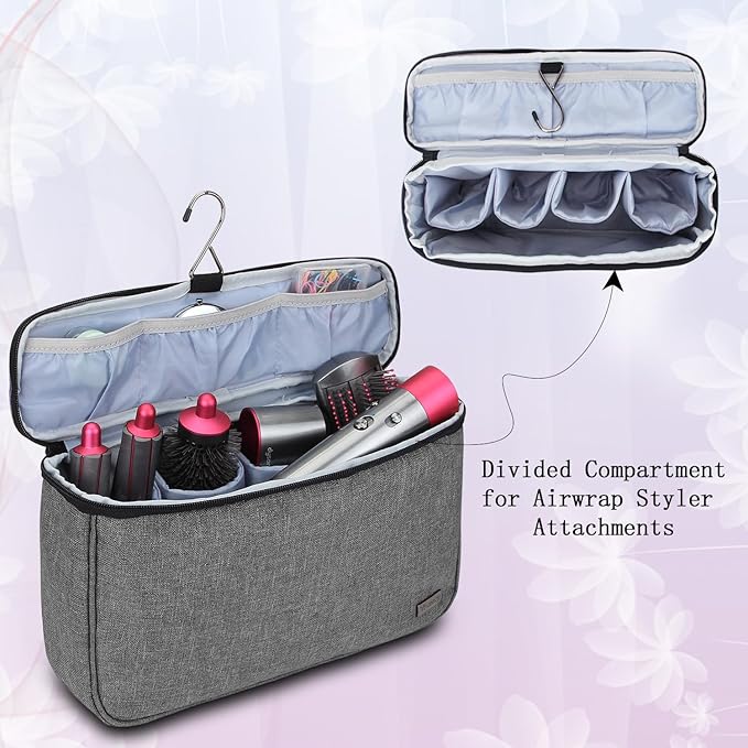 Teamoy Travel Storage Bag Compatible with Dyson Airwrap Styler, Portable Travel Organizer for Airwrap Styler and Attachments, Gray