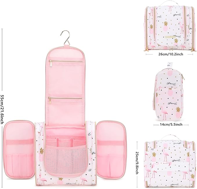 Lychii Hanging Toiletry Bag for Women, Cosmetic Makeup Bag Travel Organizer, Large