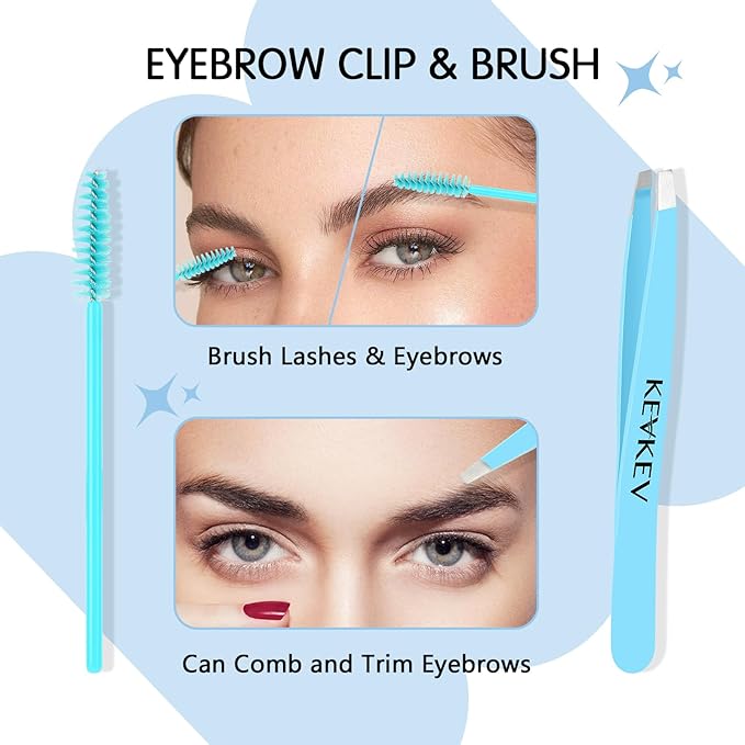 KevKev Lash Tweezers & Applicator Set - 3 in 1 Lash Extension Tool with Brush for False Lashes