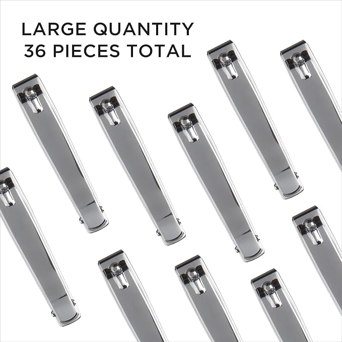 Diane D909 Stainless Steel Straight Edge Toenail Clipper with Fold Out File for Natural Nails - 36 Pack Bin