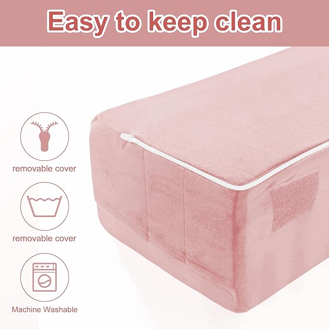 BALAPET Lash Pillows for Eyelash Extensions Ergonomic and Comfortable Velvet Foam Eyelash Pillow for Neck and Back Support Pillow Side Pockets can be Placed Tools,Easy to Graft Eyelashes(Pink)