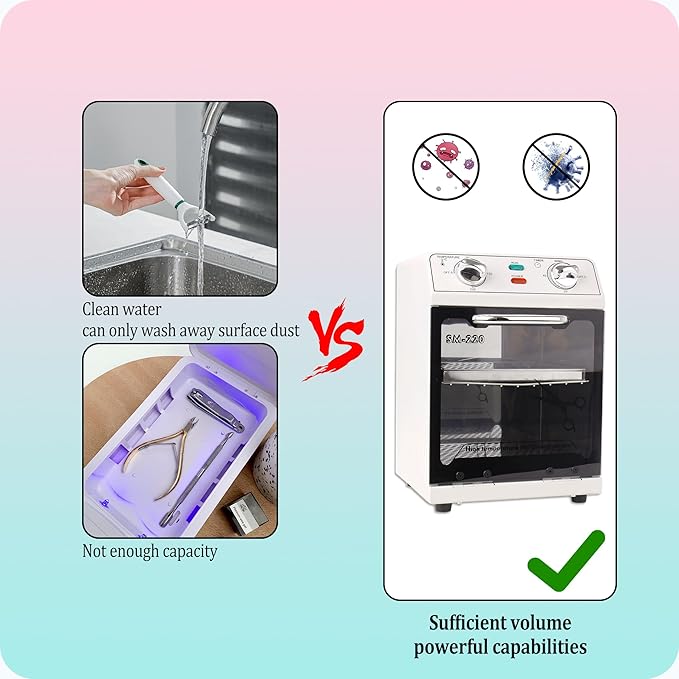 High Temperature Sterilizer, 8L Large Capacity Dry Heat Sterilizer, Max. Temperature 220℃, With Temperature Control & Timer, For Hair Salon Spa Nail Salon, Tool Sterilizer