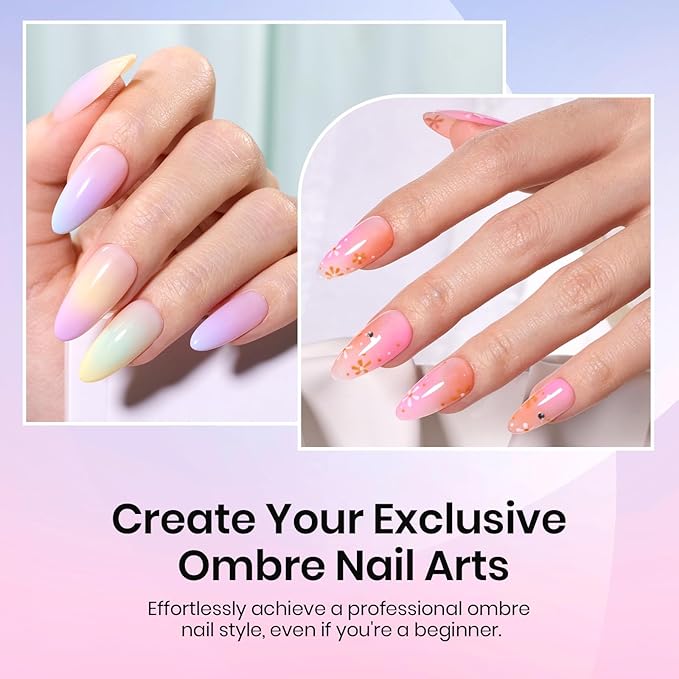 Beetles 204Pcs Soft Nail Sponges for Ombre, Colorful Nail Art Sponges With Grabbing Pen, Aura Nails, Ombre Nail Brush, Manicure Nail Art Tool, Professional Accessories Supplies Nail Art DIY Home Salon