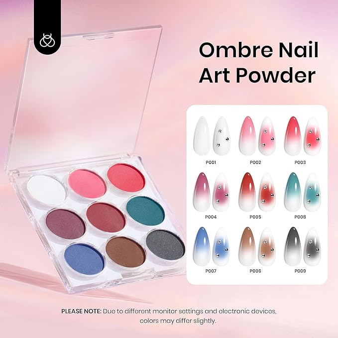 Beetles Metallic Chrome Nail Powder Kit, Mirror Effect Holographic Nail Gradient Powder Set & Nail Art Stickers Decals with 2Pcs 7.5ml Top Coat for DIY Nails Art Decoration, 16 Colors 0.5g/Jar