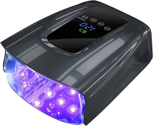 Cordless UV LED Nail Lamp, 86W Gel Nail Lamp Rechargeable Professional Nail Dryer Gel Polish UV Lights for Nails with 4 Timer Setting LCD Display Curing Lamp for Salon & Home (86W Black)