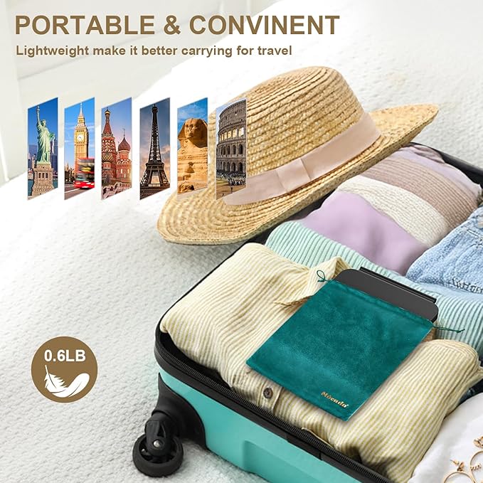 LED Foldable Travel Makeup Mirror - 5x7 inches 3 Colors Light Modes USB Rechargeable Touch Screen, Portable Tabletop Cosmetic Mirror for Travel, Cosmetic, Office (Black)