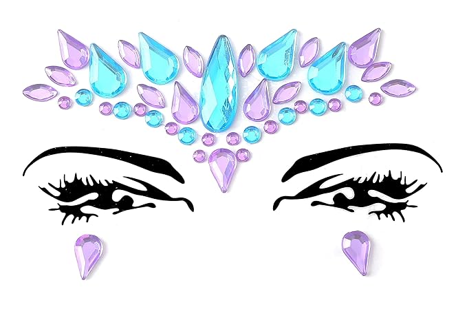 Face Gems Adhesive Glitter Jewel Tattoo Sticker Festival Gems Rave Party Body Make Up (9 PCS Z9ZAKMIX-B)