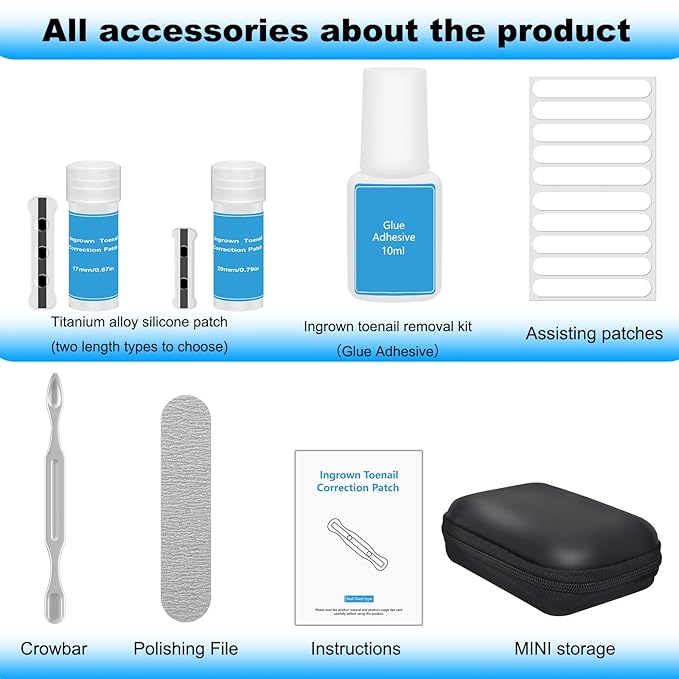 Upgraded ingrown toenail treatment, nail kit, Ingrown Toenail Treatment, Ingrown Toenail Removal Kit, Designed for Curved Nail Repair, Ingrown Toenail Corrector, Suitable for many types of correction.