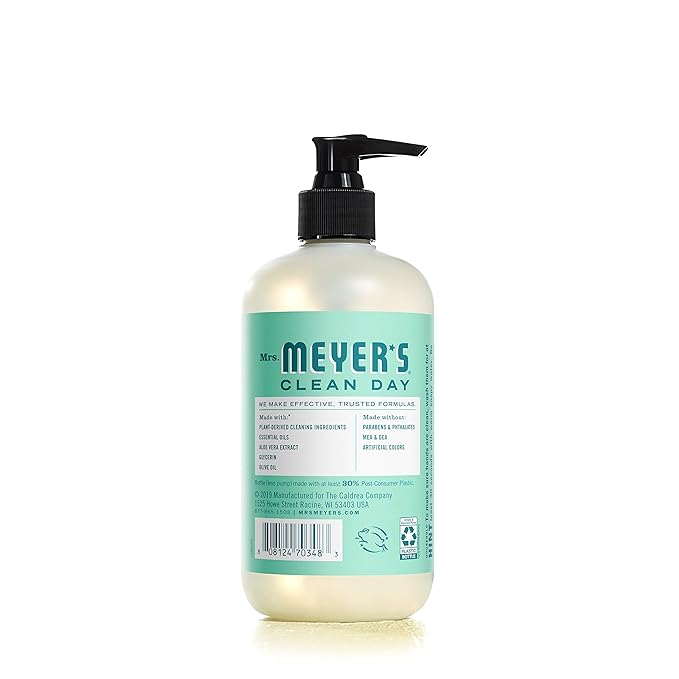 MRS. MEYER'S CLEAN DAY Hand Soap, Made with Essential Oils, Biodegradable Formula, Limited Edition Mint, 12.5 fl. oz