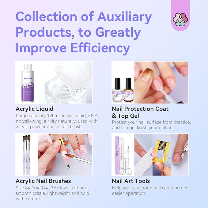 SAVILAND Professional Acrylic Nail Kit with Drill: Beginner's Starter Set with Essential Oil Nail Primer Dehydrator