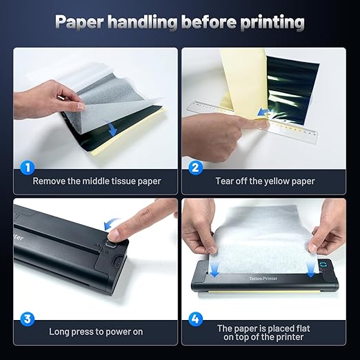 A41 Tattoo Transfer Printer, Wireless Tattoo Printer Machine with 10pcs Paper, 2600mA Portable Thermal Tattoo Stencil Printer for Tattoo Artist & Beginners, Compatible iPad, Phone & PC