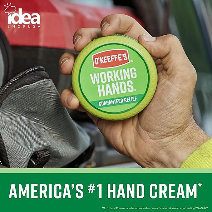 O'Keeffe's Working Hands Hand Cream 6.8oz Bundle with Polyurethane Work Gloves - Intense Moisturizing for Dry, Cracked Hands with Protective Gloves for Gardening, DIY, and Food Industry Use