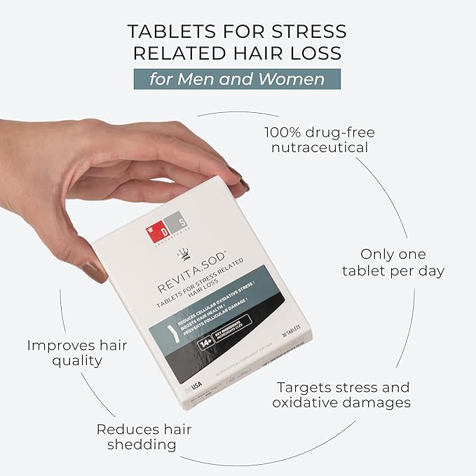 Revita.SOD Hair Growth Supplement by DS Laboratories - Experience Fuller, Thicker, Stronger Hair, Combat Hair Loss and Hair Thinning Caused by Stress, Reduce Hair Thinning, Balding, and Hair Shedding (30 Day Supply)