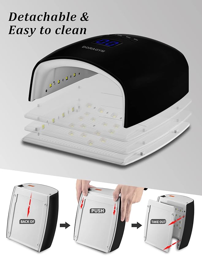 Rechargeable 66W UV LED Nail Lamp for Gel Nail, Professional Led Nail Light for Gel Nails, Cordless Gel Nail Light, Portable Curing Gel Polish Nail Dryer for Home and Salon (Black)