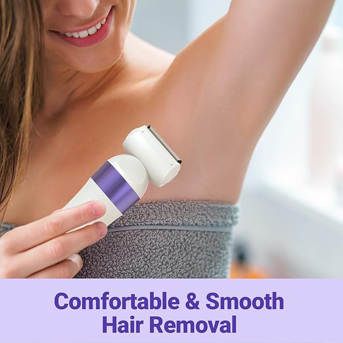 Bikini Trimmer for Women, IPX7 Waterproof Wet & Dry Electric Razors for Women, Bikini Legs Underarm Pubic Hairs Rechargeable Electric Shaver with 2 Trimmer Heads and Travel Razors