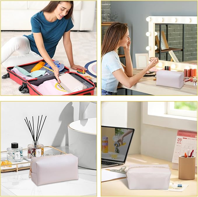 9 Pcs Makeup Bags in Bulk, Pu Leather Cosmetic Pouch Waterproof Small Toiletry Bags, Water Resistant Storage Purse for Lady Women, Waterproof Bags for Travel Purse