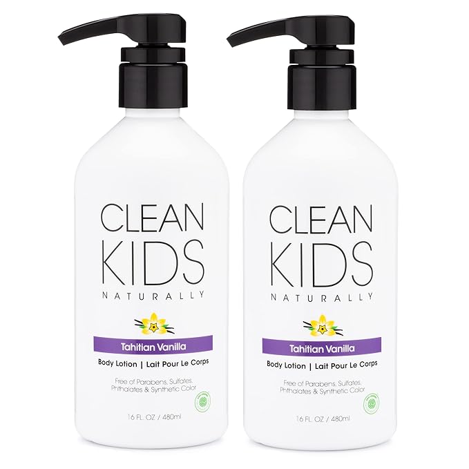 Gabriel Cosmetics Clean Kids Naturally Tahitian Vanilla Body Lotion, 16oz (2 Pack) EWG Verified