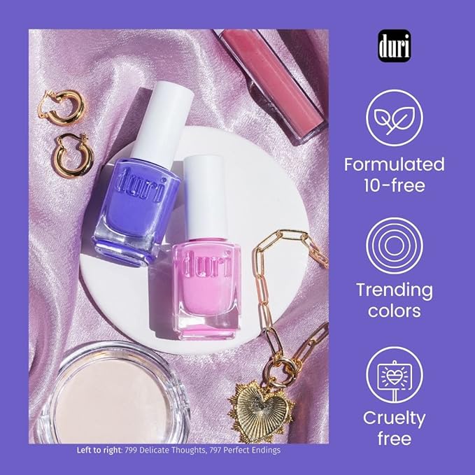 duri 799 Delicate Thoughts Nail Polish, Saturated Purple, Full Coverage, Glossy Finish, Quick Drying, 0.45 Fl Oz