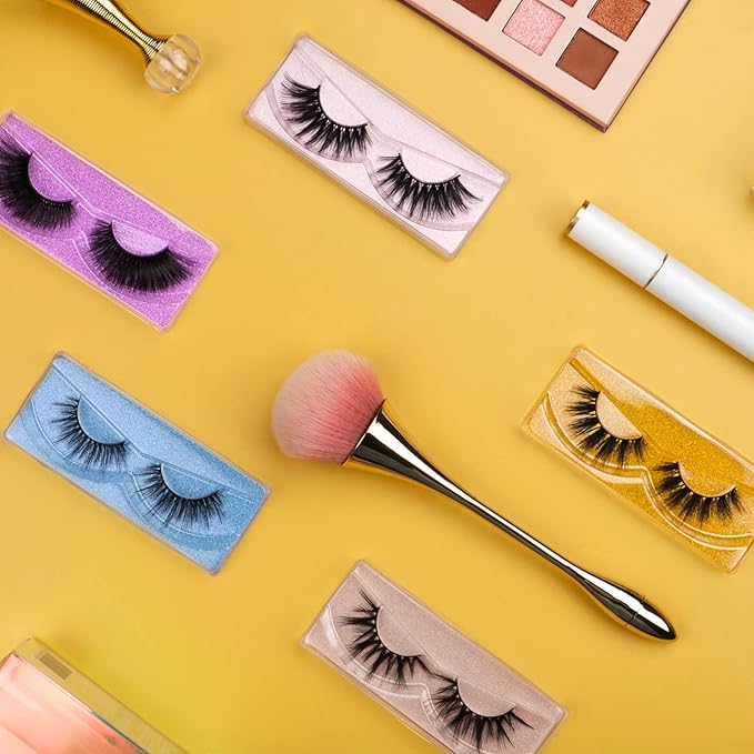 Wholesale Lashes, 3D Faux Mink Eyelash Bulk, 18mm Handmade Reusable Eye Lash, 5 Styles Dramatic Fluffy False Lash with Glitter Portable Packing (5 styles-10 pairs)