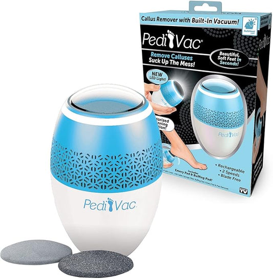 As Seen On TV Electric Callus Remover + Built-In Vacuum Sucks Up Shavings,Gently Removes Calluses & Dry Skin in Seconds, Mess-Free, Spins at 2000 RPMs, LED Light, 2 Speed Settings, 3.5"x 2.5"