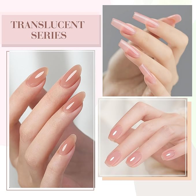 CANNI Jelly Gel Nail Polish Set, 6 Colors 9ML Nail Sheer Light Pink Transparent Nude Brown Gel Nail Polish Soak Off Uv LED Lamp Nail Art Design Manicure Salon for Women