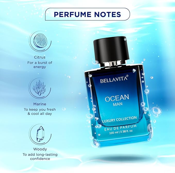 OCEAN Eau De Parfum for Men (3.48 fl. oz.) | Aquatic Perfume for Men | Notes: Aqueous, Fresh, Orchid, Floral | Family: Citrus, Marine, Woody | Vegan & cruelty free