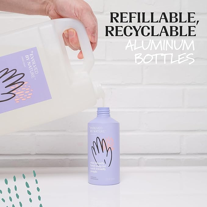 Evolved By Nature Liquid Hand Soap, 12 Oz (Pack of 3), Lavender Lemongrass, Biodegradable Formula
