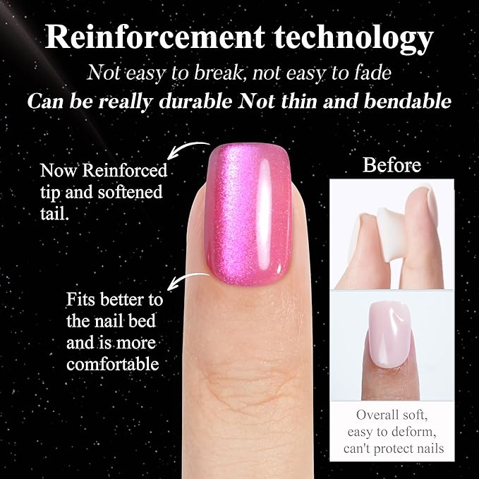 Cat Eye Press on Nails Short - Jofay Fashion Soft Gel False Nails Short Square Fake Nail with Fairy Purple Tamer, Glossy Reusable Full Cover Stick on Nails Kit for Women and Girls, 32 Sizes 160Pcs