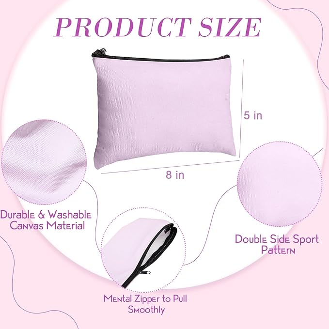 Eccliy Canvas Makeup Bags Bulk for Women Multi Color Cute Travel Cosmetic Bag Blank Makeup Bags DIY Canvas Gifts Accessories for Women Toiletry Pouch with Zipper Gift Bags for Team Party