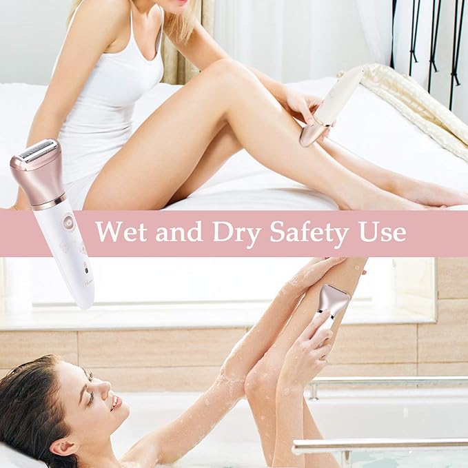 Electric Razor for Women - Painless 2-in-1 Shaver for Women Hair Remover for Face, Legs and Underarm Wet & Dry, Portable Bikini Trimmer, Lady Hair Removal with 2 Trimmer Heads- Micro USB Recharge