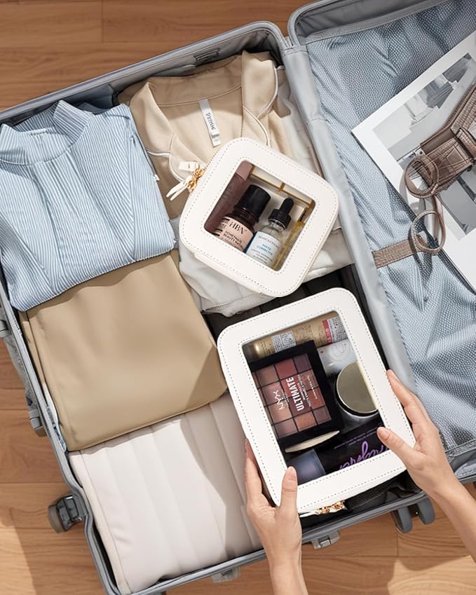 Clear Makeup Bag, Small Makeup Bag TSA Approved Toiletry Bag Cosmetic Travel Bag Cute Makeup Bag Organizer Makeup Case Pouch Car Essentials for Women Men