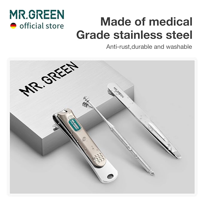 MR.GREEN Portable Manicure Sets Pedicure kits Stainless Steel Nail Clippers Tool Travel Grooming Case Nail Scissors Gift Box (Mr-6101)