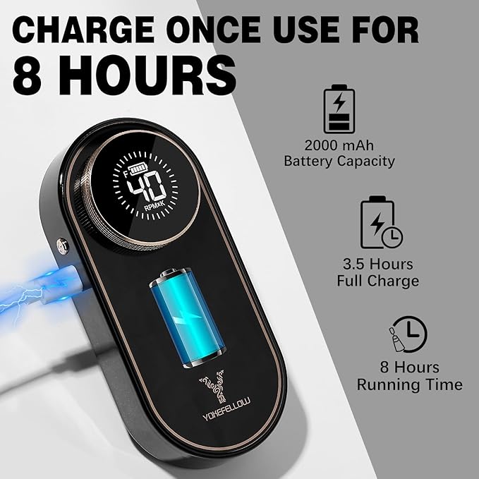 YOKE FELLOW Electric Nail File - Nail Drill Machine for Acrylic Nail Kit with Nail Dust Brush for Dip Powder Manicure Pedicure 40000RPM Rechargeable Nail Drill Gift Set for Women