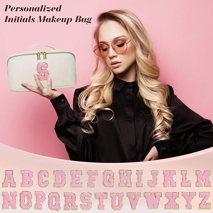 Gifts for Girls, Initial Travel Makeup Bag Women's Day Gift Make up Bag Cosmetic Bags Monther's Day Gifts, Personalized Stuff Bag Cute Makeup Bag Birthday Gifts for Women/Friend/Mother - Y
