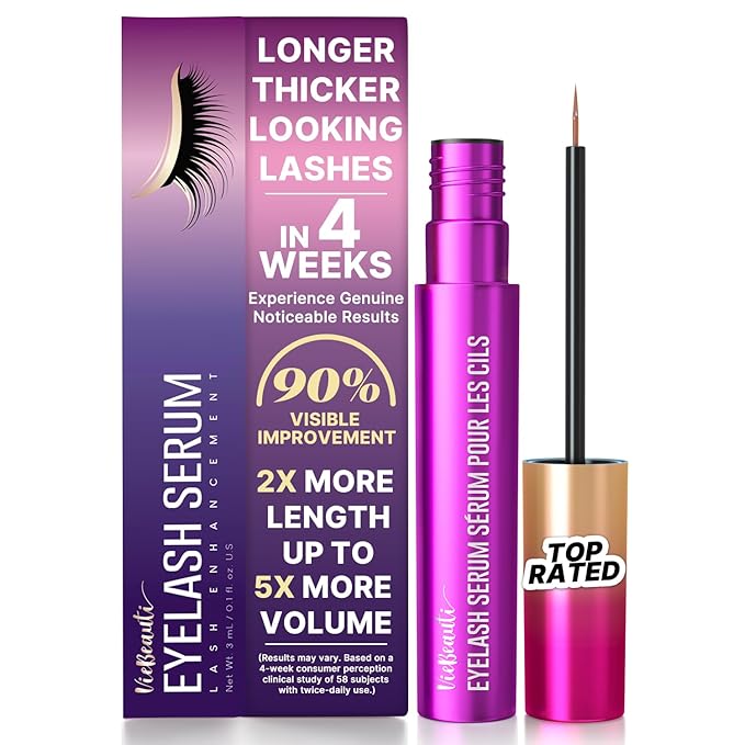 VieBeauti Premium Eyelash Growth Serum: Lash Enhancing Serum with Advanced Formula to Boost Longer Fuller and Thicker Looking Lashes - Vegan & Cruelty-Free for Sensitive Eyes 3mL 3-Month Supply