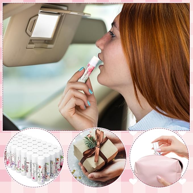 50 Pcs Lip Balm Bulk Christian Gift for Women Faith Religious Bible Verse Lip Balm Inspirational Gift Scripture Moisturizing Lip Care Product for Coworker Sister Teacher(Wildflower)