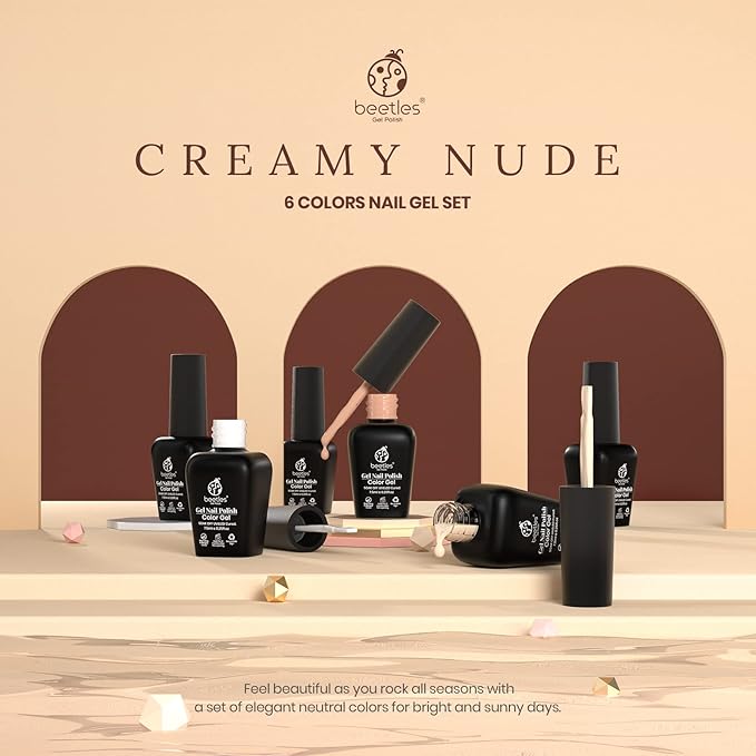 beetles Brown Gel Nail Polish Set Nude Gel Polish Nail Set 6 Colors Sandstorm Collection Peach Brown Natural Manicure Kit Soak Off Uv Led Lamp Needed for Women Gift Diy Home