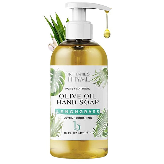 Brittanie’s Pure Castile Liquid Soap Refill, Lemongrass, 16 Ounce | Dish Soap, Hair & Body, Home, Gentle and Pure, Made with Natural Luxurious Oils, Vegan & Gluten Free Non-GMO