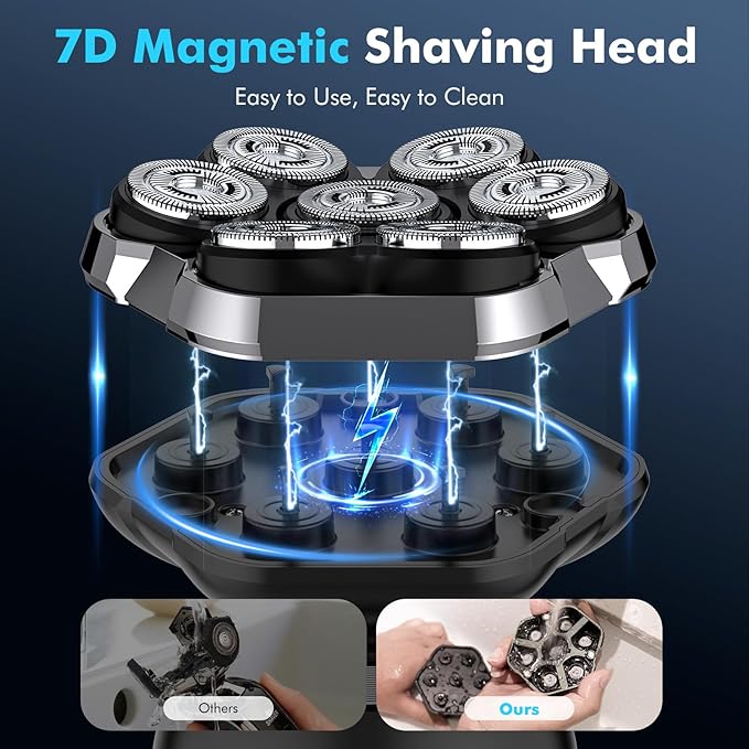 Head Shavers for Bald Men, 2025 Upgraded Magnetic Head Shaver, Waterproof Wet/Dry Bald Head Shavers for Men, 6-in-1 Shaving Kit Electric Shaver
