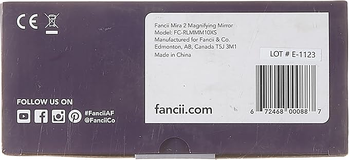 Fancii Rechargeable 10x Magnifying Mirror with 3 LED Light Settings, Dimmable Touch Light, Cordless, Locking Suction Mount, Lighted Mirror for Bathroom or Travel, Mira 2 (White)