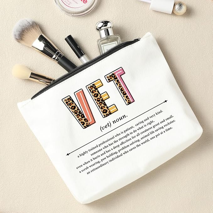 Vet Veterinarian Definition, Vet Tech Gifts, Makeup Bag Cosmetic Bag, Veterinarian Gifts, Veterinary Technician Birthday Appreciation Thank You Gifts for Women Female Friend Student Coworker Sister