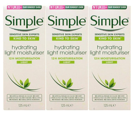 Simple Skin Hydrating Moisturizer, Facial Moisturizer for Sensitive Skin with 12 Hour Moisturization, 4.2 Ounce (Pack of 3)