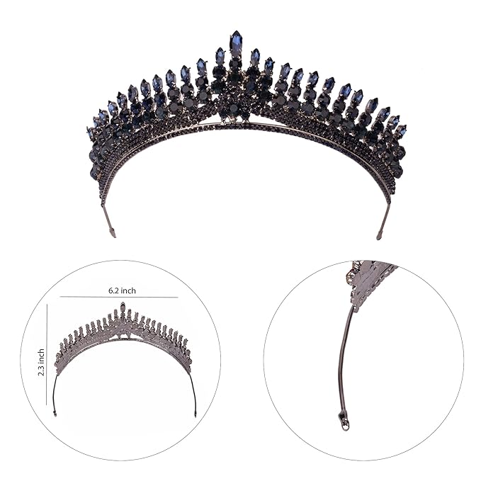 LIMELIA Women's Tiara for Henna Wedding Party|Glitter Hair Accessories for Bridal Birthday Pageant Prom Halloween Cos-play Christmas Party|Antares-Navy Blue